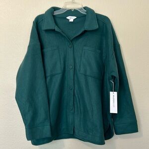 Liz Claiborne Green Jacket Size XXL lightweight New 2 Breast Pockets Button Down